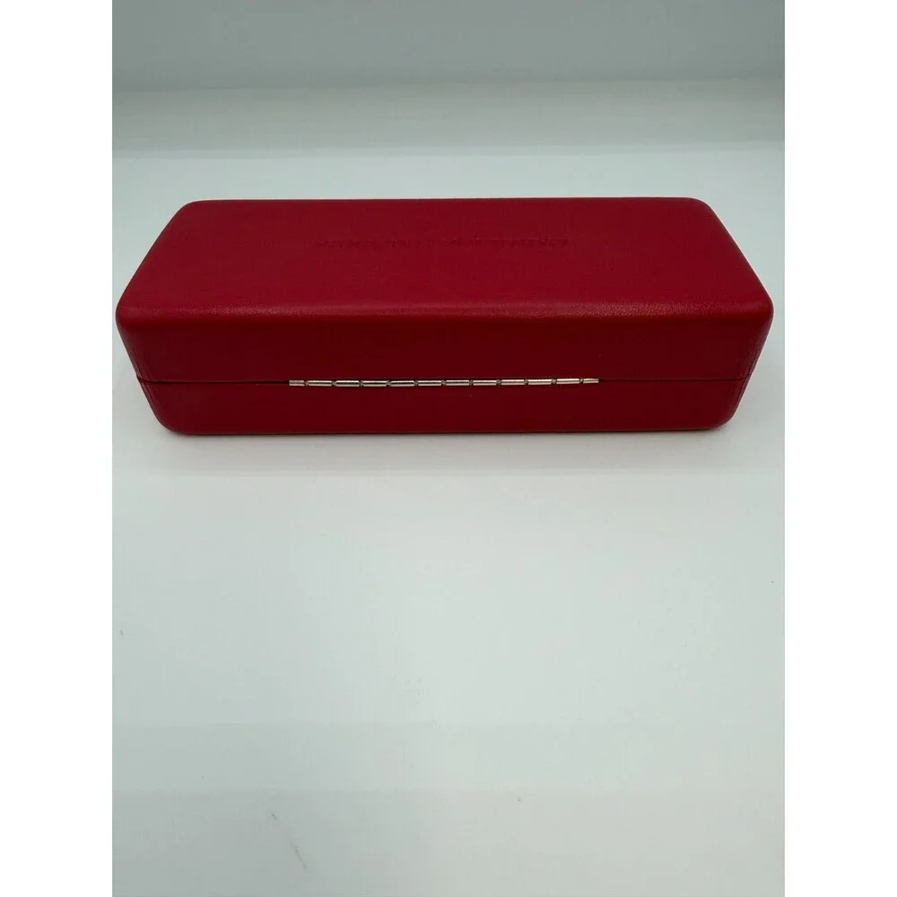 New Carolina Herrara Lipstick Red Leather Clamshell Eye Glass/Sunglass Case